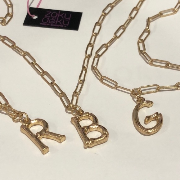 Bamboo Initial Letter Open Link Necklace-NWT-Boutique - Picture 5 of 8